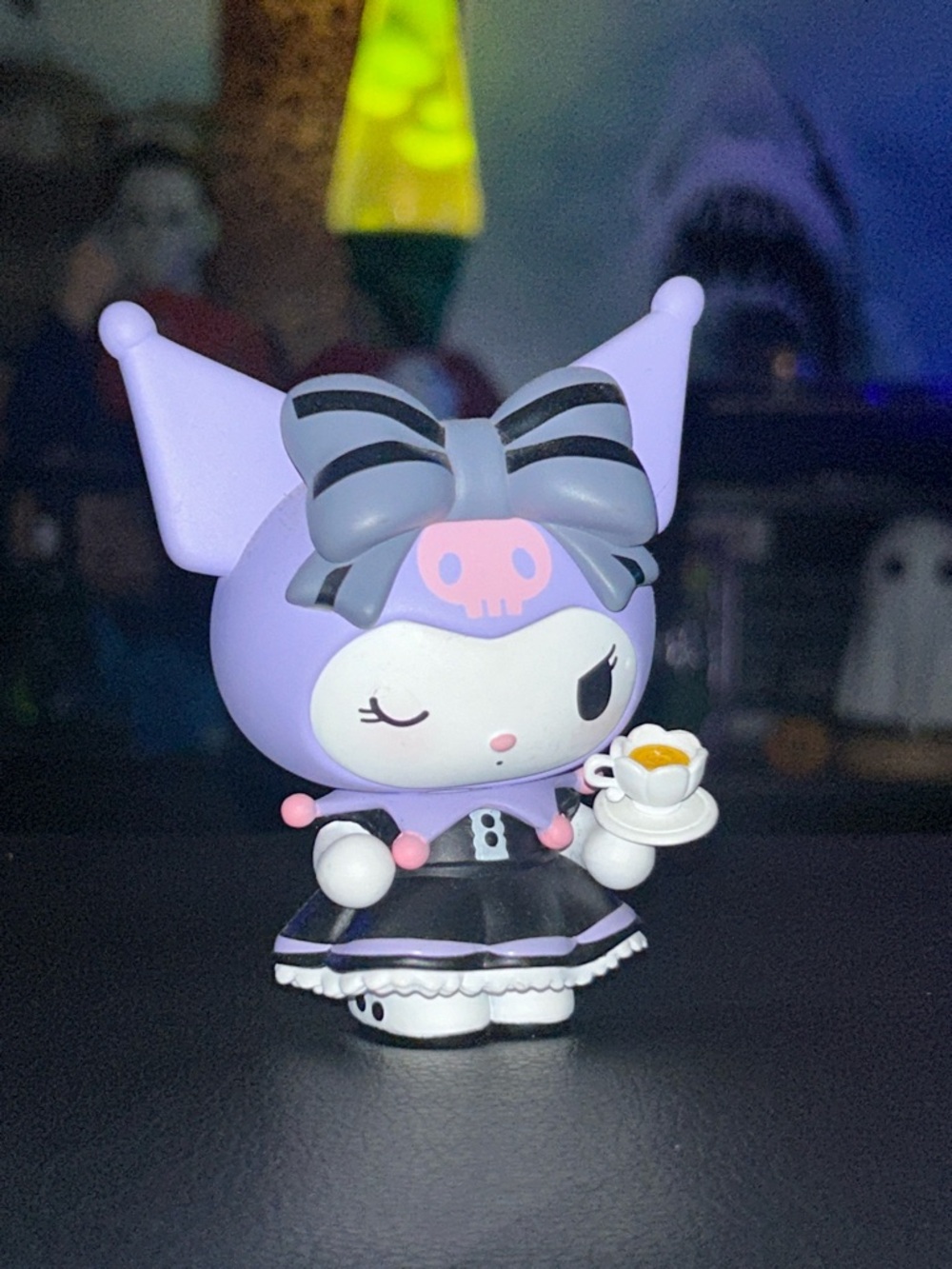 Kuromi miniso Mini Figure - Lavender & Black Cute Tea Pose
